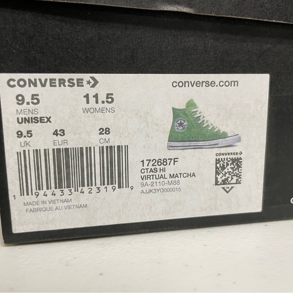 NEW Converse Chuck Taylor All Star Hi Canvas Unisex Sneakers - Matcha Color - Picture 8 of 11